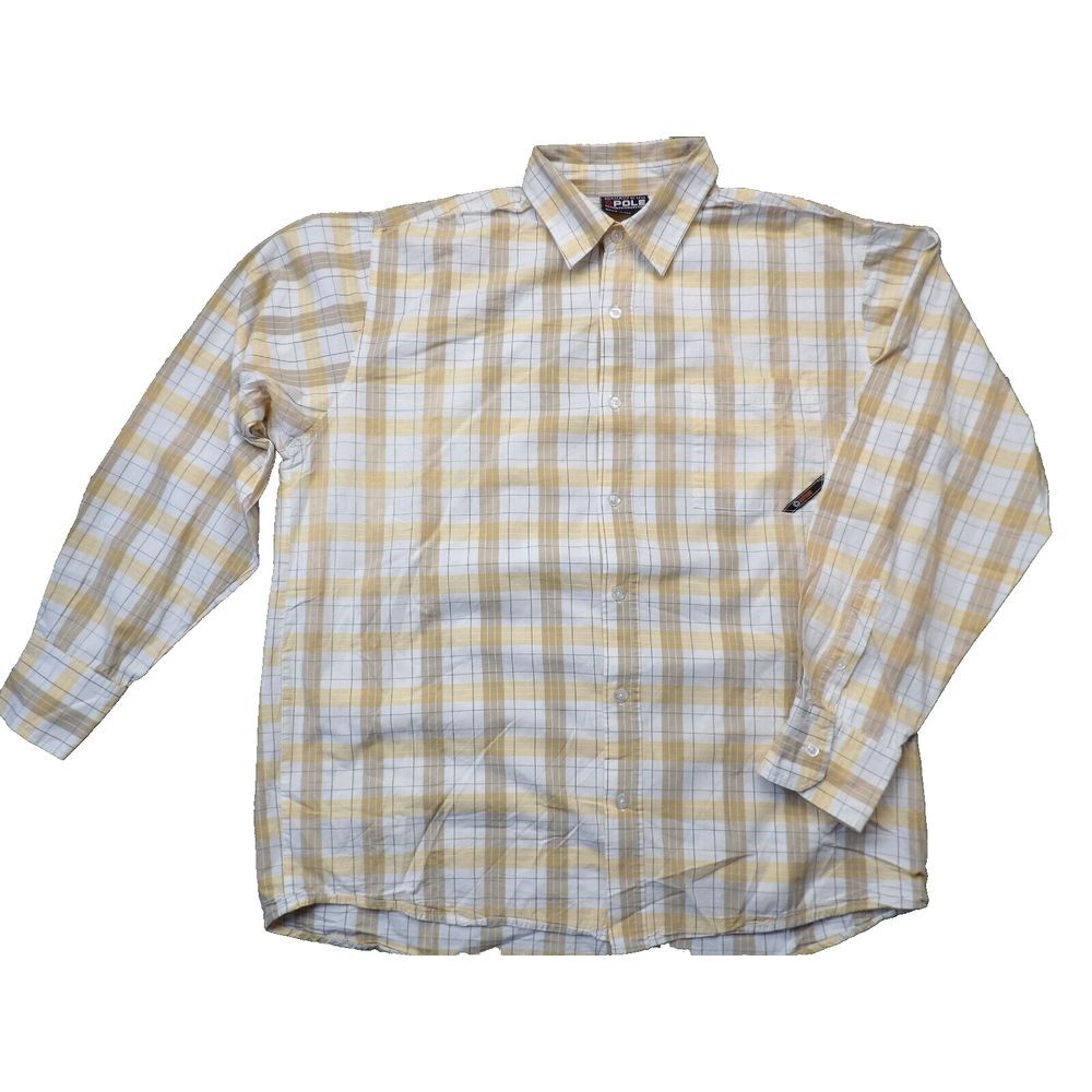 Vtg Southpole Shirt Mens XLarge Brown Plaid Long Sleeve Top 90s Y2K Office Work